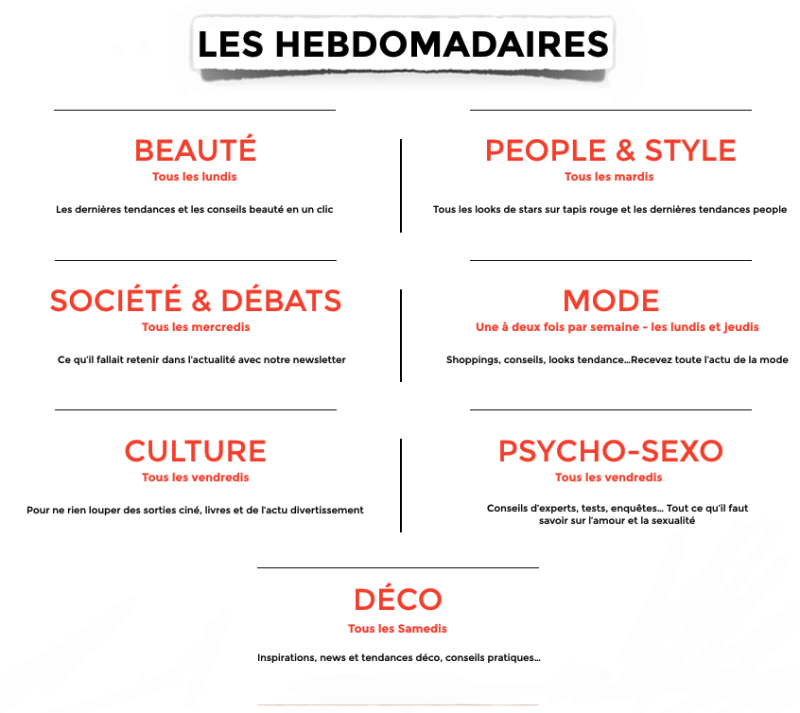 Newsletters - ELLE - Les Hebdomadaires